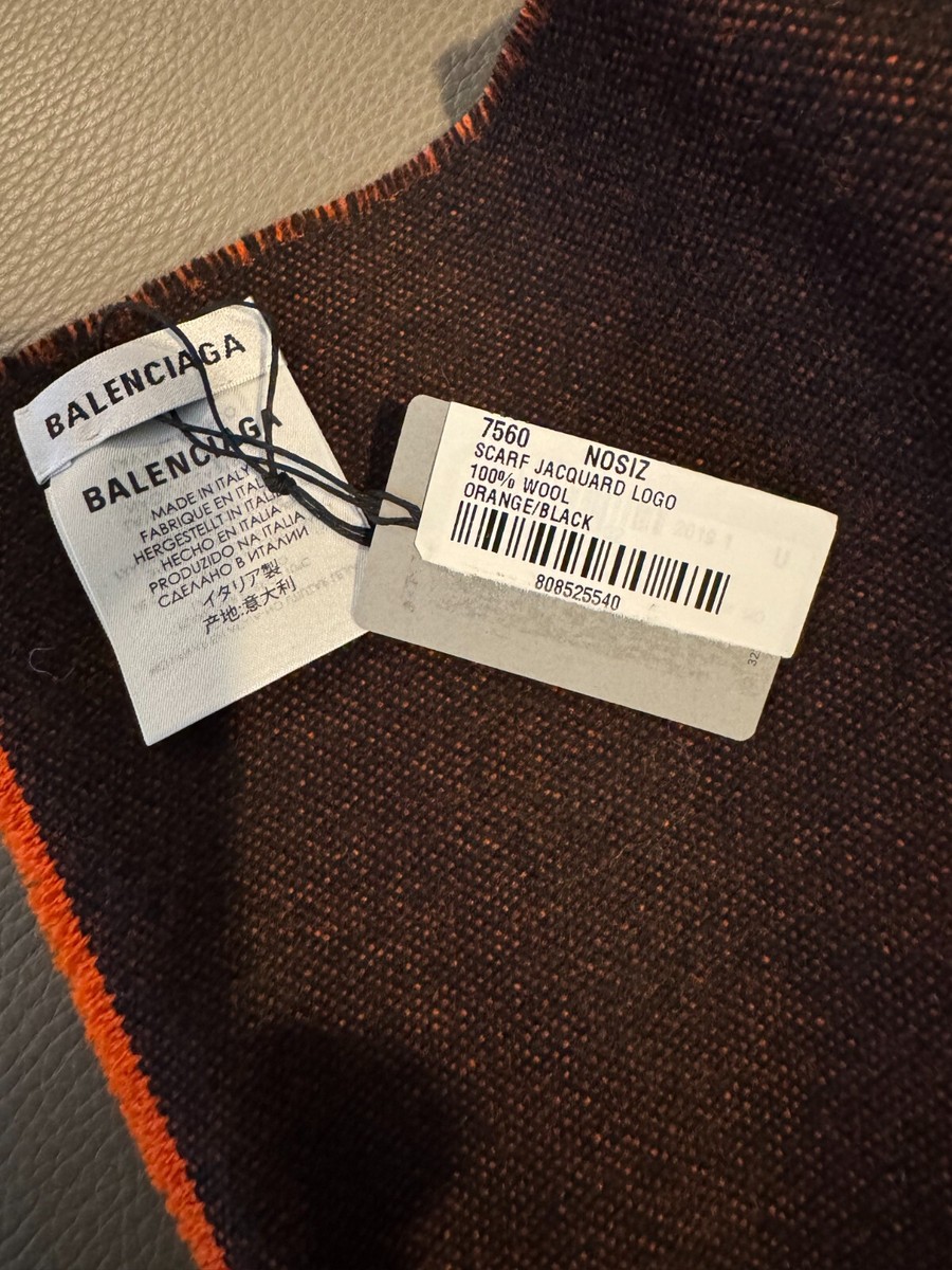 NEW Balenciaga Two Tone Orange Black Reversible Scarf With Gift