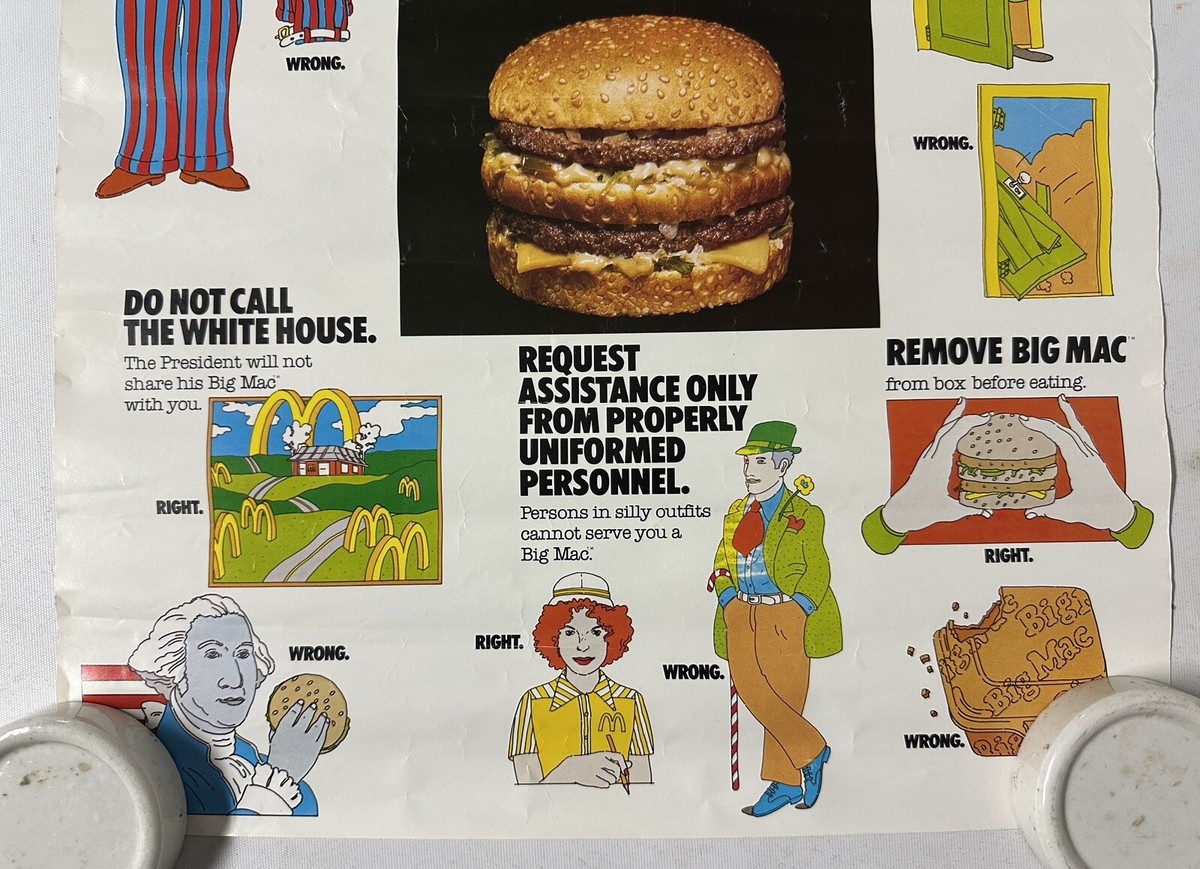 Vintage 1970's McDonald's Big Mac Attack Safety Poster Funny 15.5