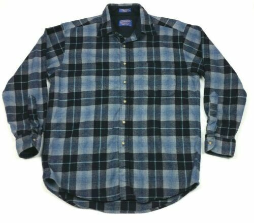 PENDLETON 60s Wool Shirt, Size 15.5, Wool, Blue Check | eBay