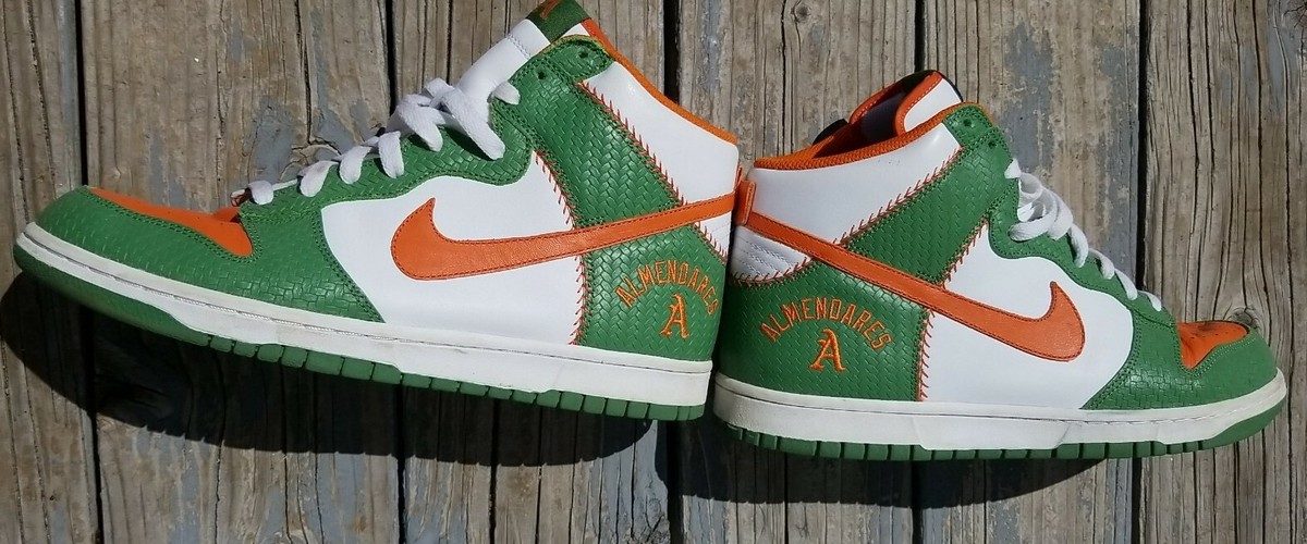 Nike DUNK HIGH 315875-381 ALMENDARES GREEN ORANGE Size 11.5