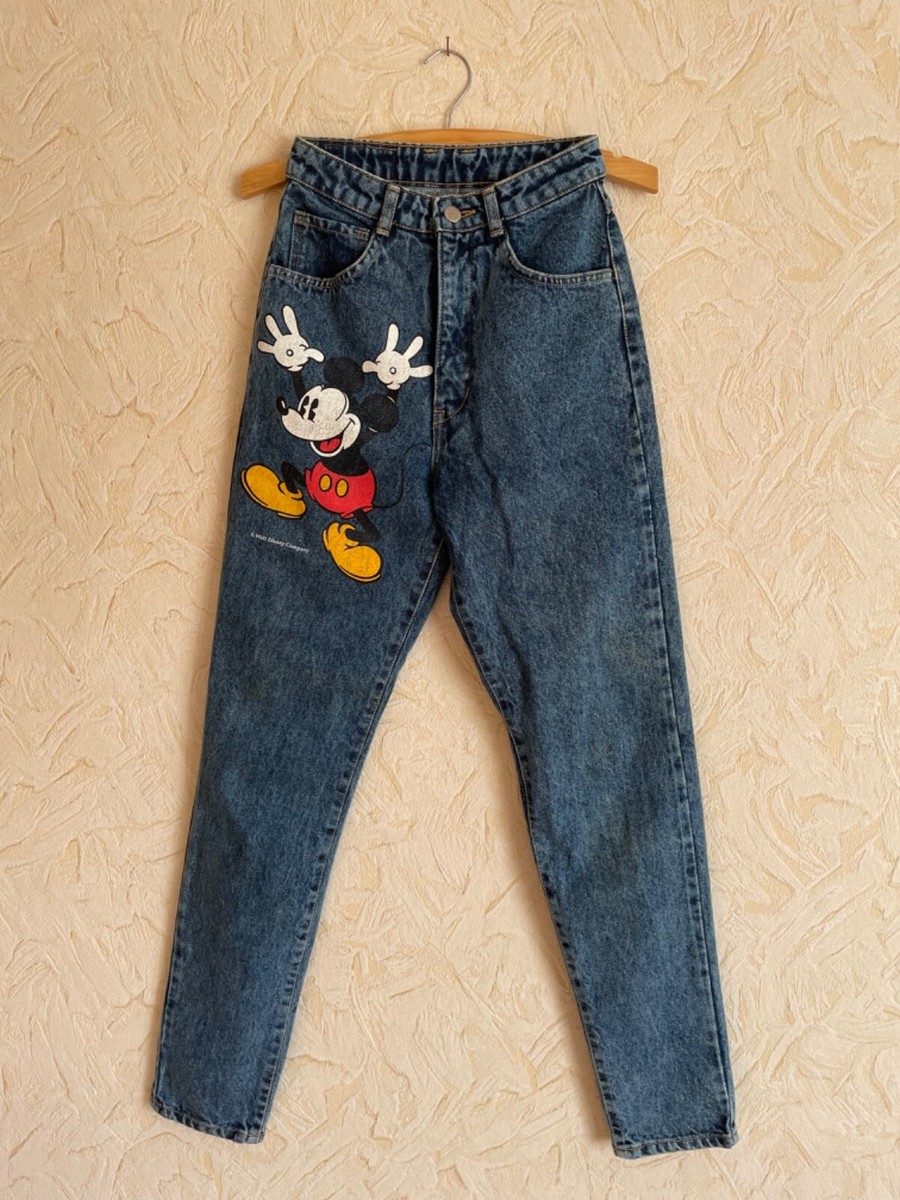 Vintage 80s Poppins Mickey Mouse Denim High Waist Jeans Disney
