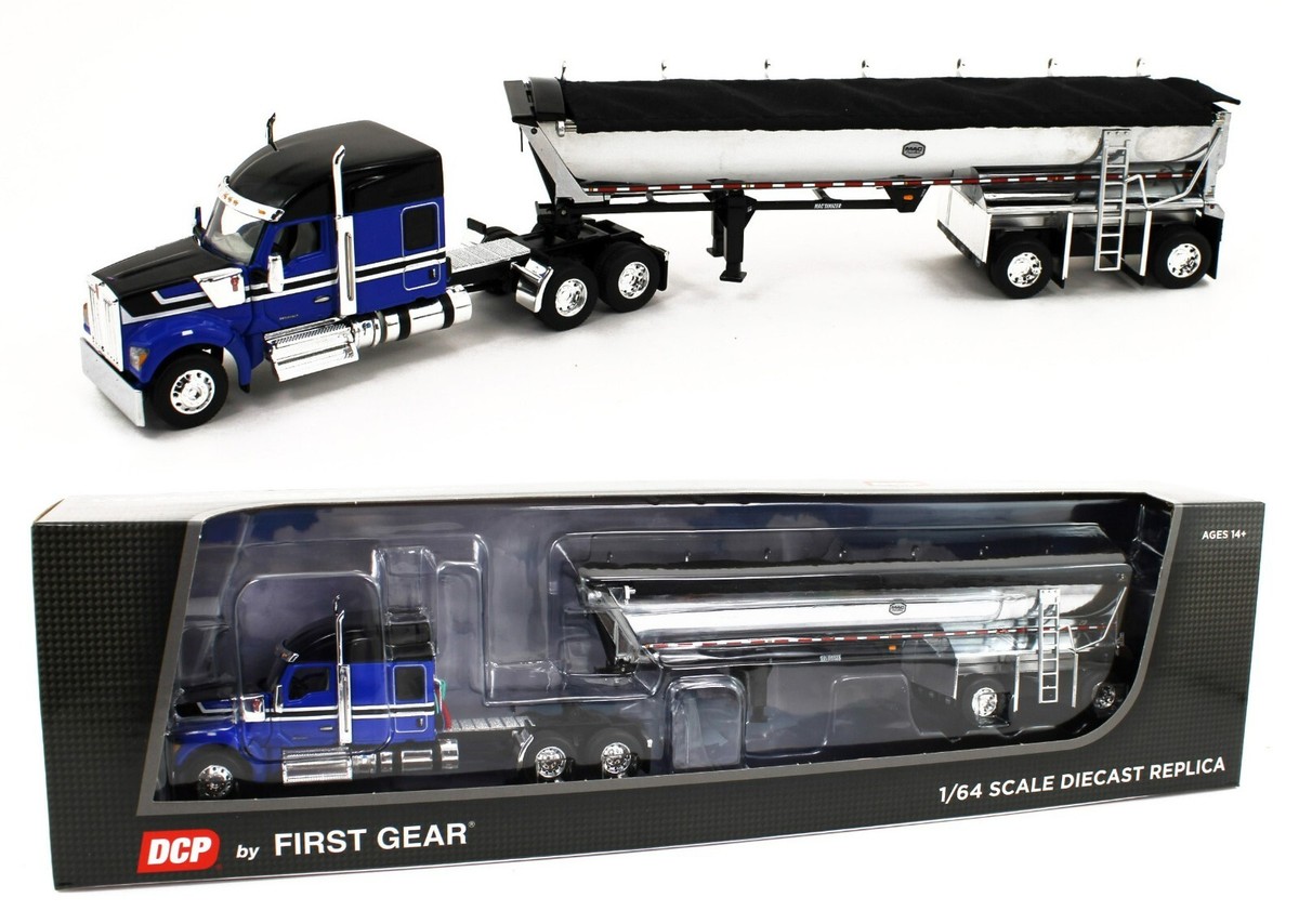 DCP 1:64 *BLUE & BLACK* Kenworth W990 Midroof & CHROME MAC End