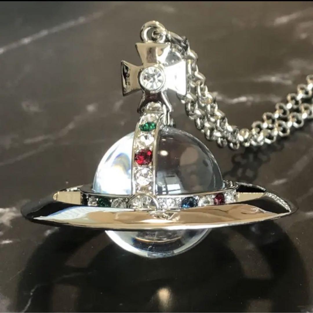 Vivienne Westwood Necklace Medium Orb Silver Top 6.5 x 6cm C:80cm