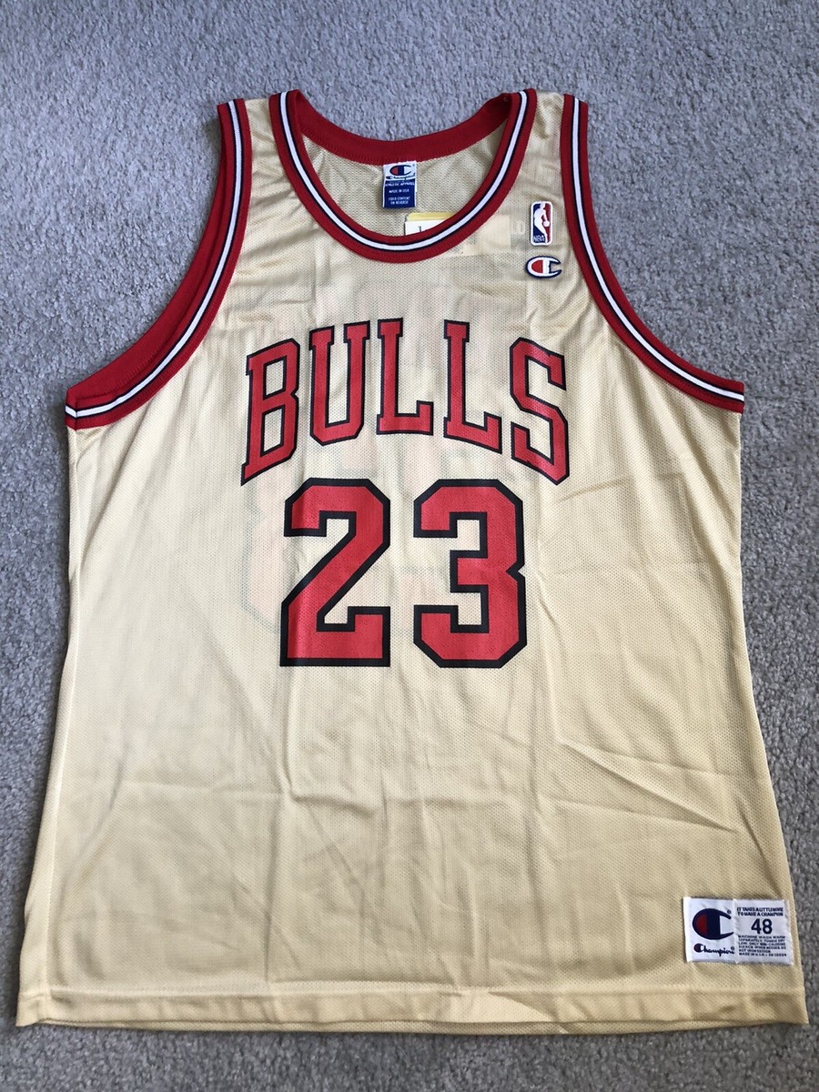 Champion Michael Jordan #23 Chicago Bulls Gold NBA Vintage Jersey