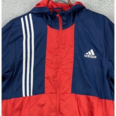 Adidas Axis Windbreaker Jacket Mens Medium Blue Red Colorblock