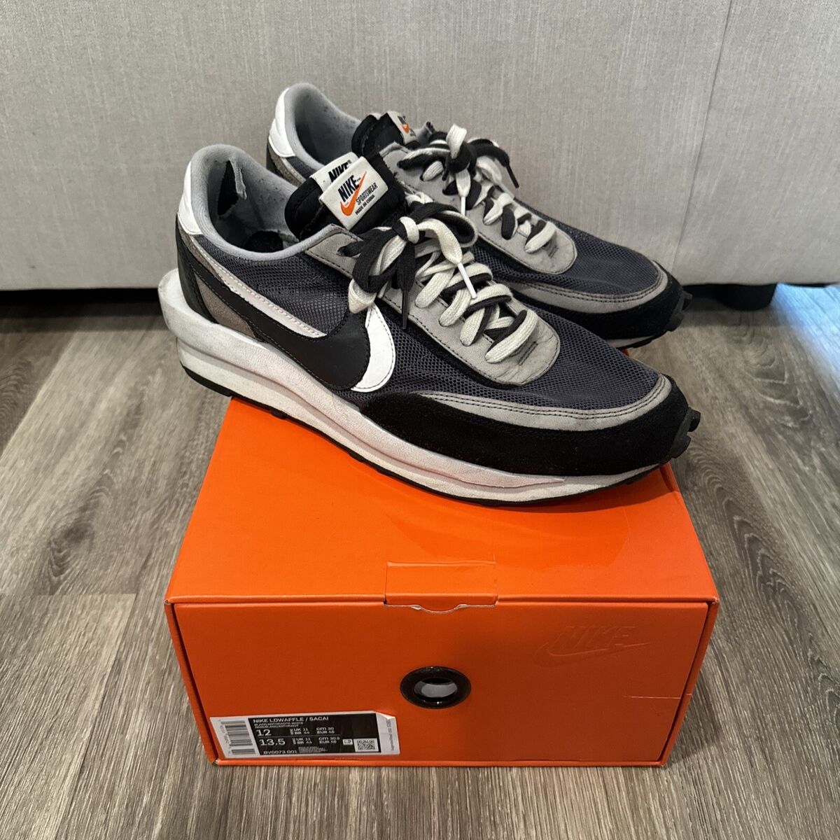 Sacai x Nike LD Waffle Black - Size 12 - BV0073 001 Pre Owned OG