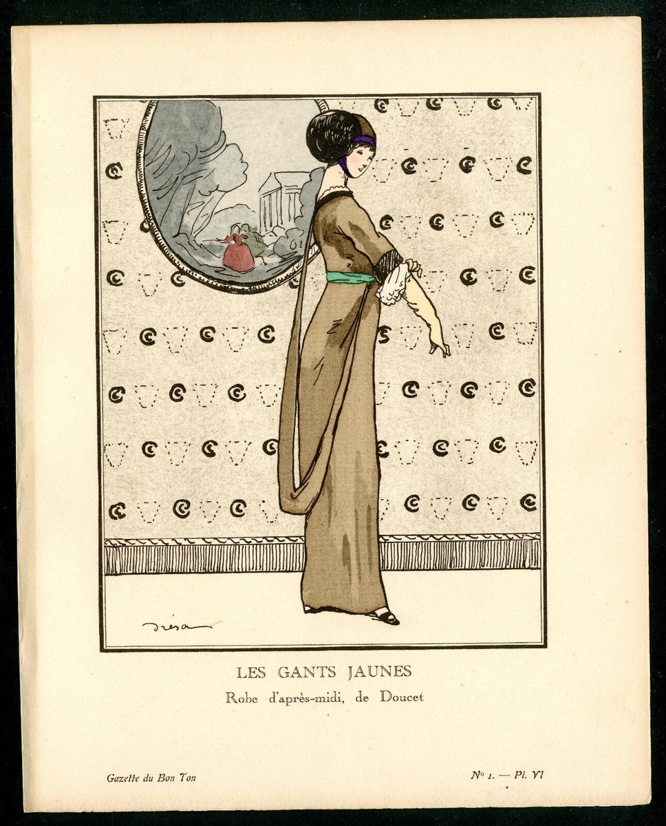 1912 Gazette du Bon Ton Orginal Pochoir Fashion Print Les Gants