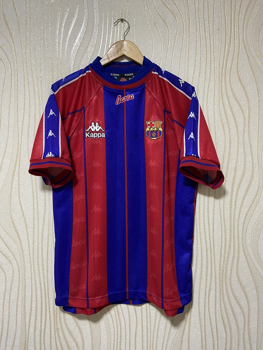 BARCELONA 1997 1998 HOME FOOTBALL SHIRT SOCCER JERSEY KAPPA sz L