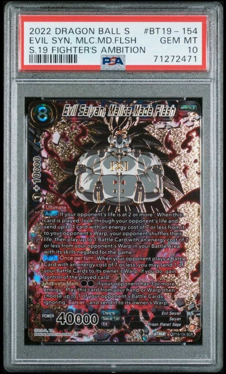 PSA 10 Evil Saiyan, Malice Made Flesh SCR Gem Mint Dragon Ball