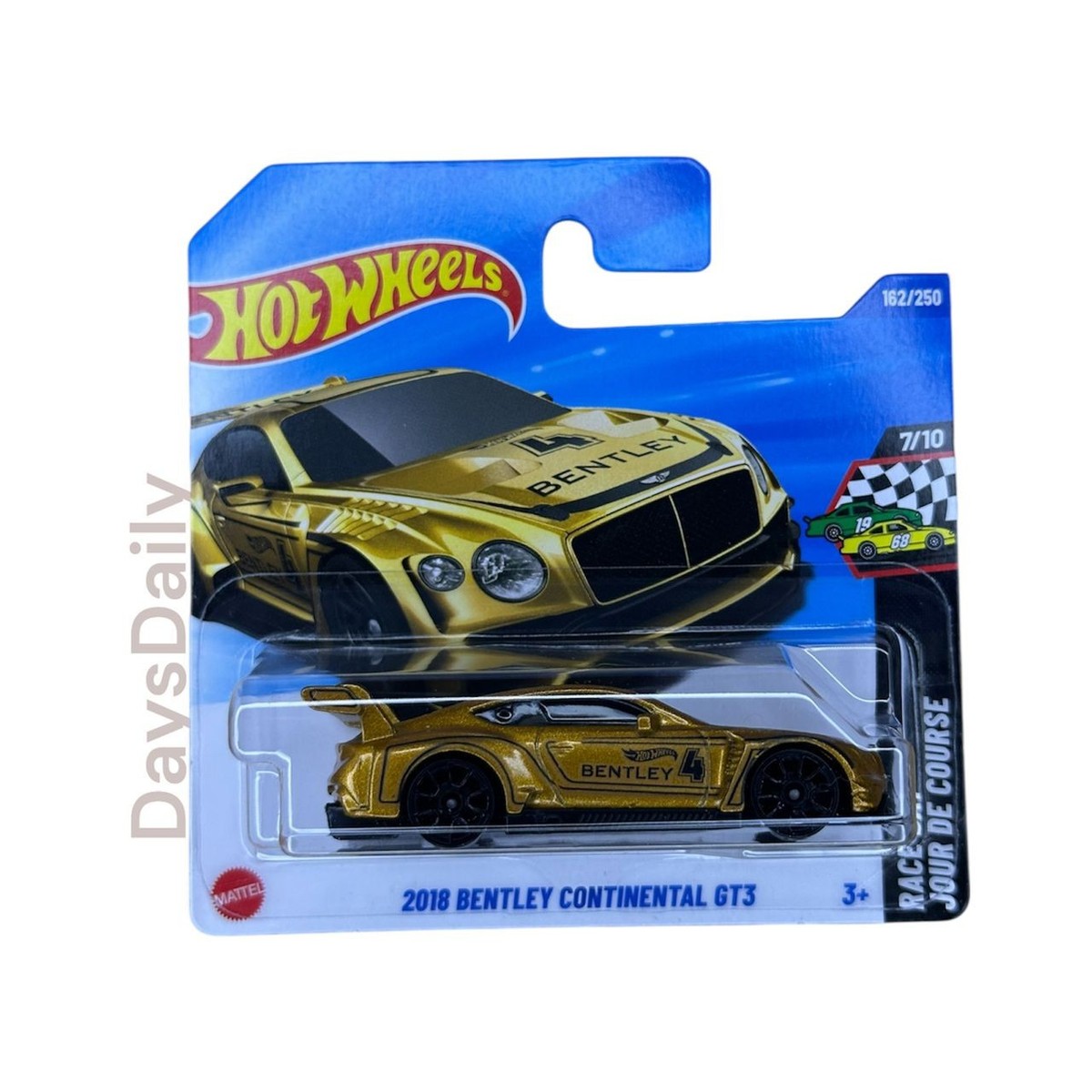 Hot Wheels 2018 Bentley Continental GT3 Gold Mainline 2025 Case Q