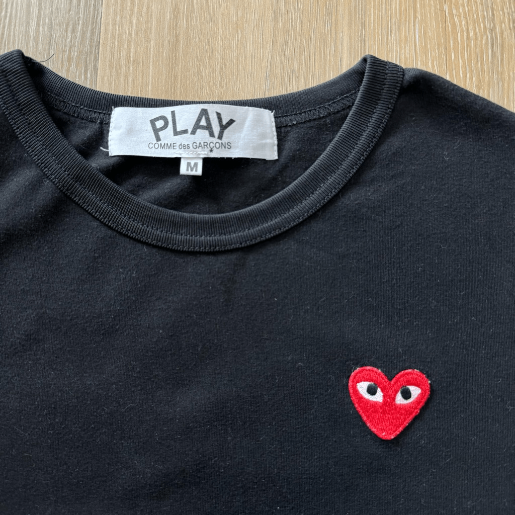Comme Des Garons Black Red Heart Single Stitch Tshirt Size M
