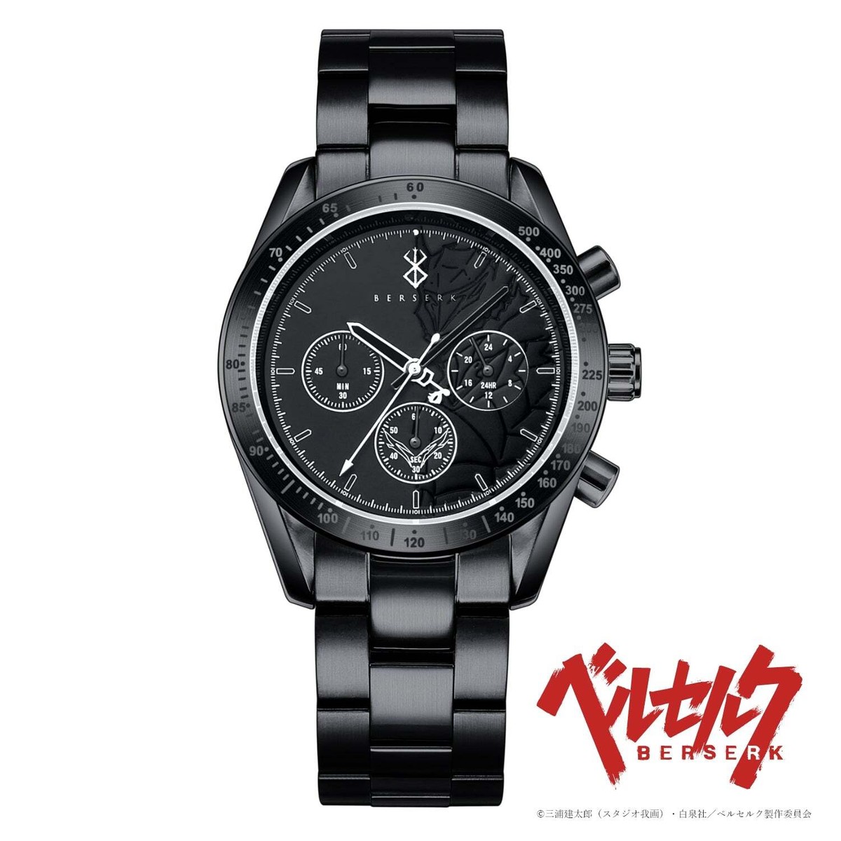 Anime Berserk Natural Diamond Chronograph Wrist watch All Black
