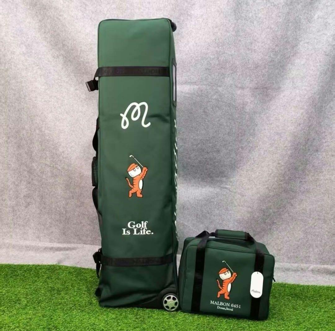 Malbon Golf Caddy Bag Cover Airplane Storage Travel Bag Set Green