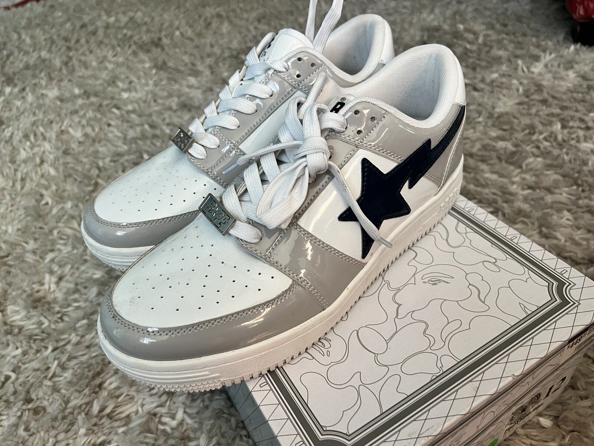 A Bathing Ape Bape Sta GREY WHITE Shoes Size 12 w/ Box EXCELLENT