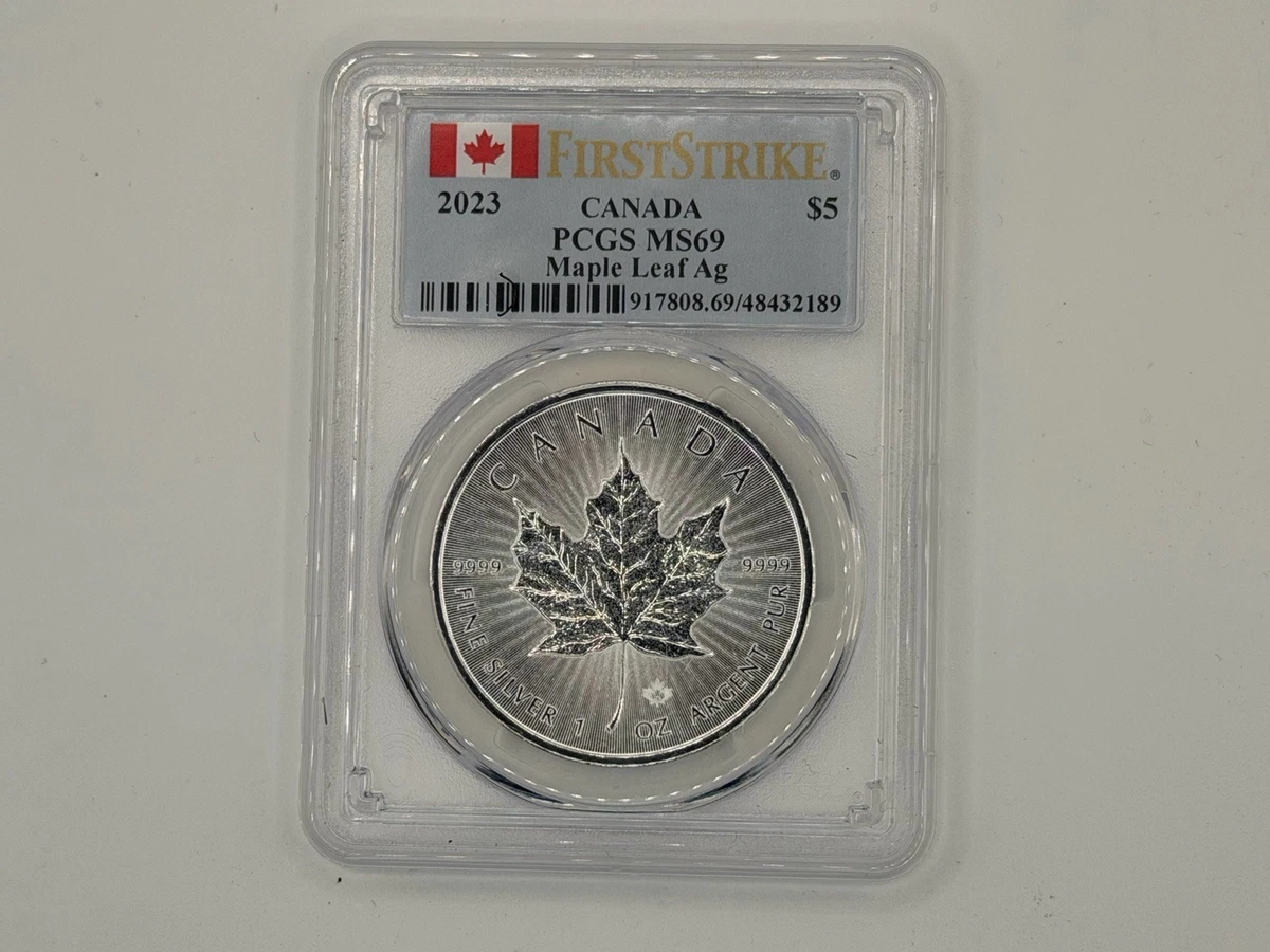 Canadian Maple Leaf MS 69 PCGS Certified Silver Bullion Coins for
