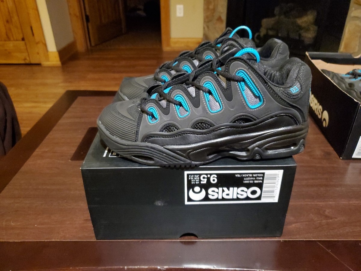 NIB (No Boxtop) - OSIRIS D3 2001 - BLACK / TEAL MENS size 9.5