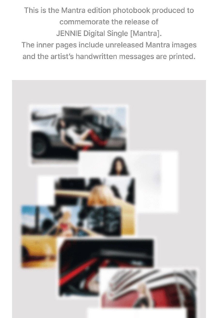 BLACKPINK JENNIE [MANTRA] PHOTOBOOK OFFICIAL MD GOODS K-POP SEALED