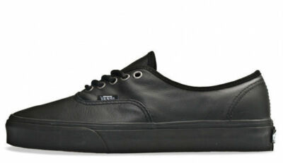 VANS SHOES AUTHENTIC ITALIAN LEATHER BLACK/BLACK US SIZES SCHOOL
