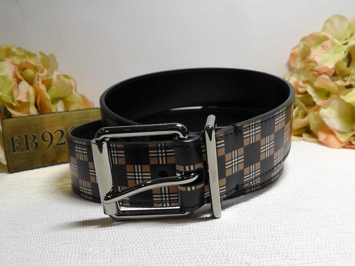 BURBERRY Beige Mack Check Leather Belt Size 85 EU/34 US*****$420