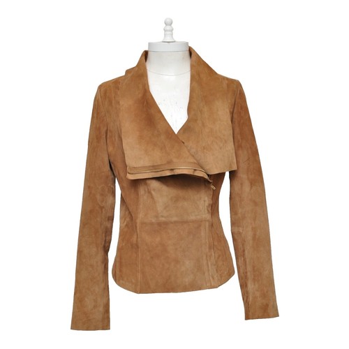 Short Suede Leather Jacket for Women Dark Brown Suede Leather Coa
