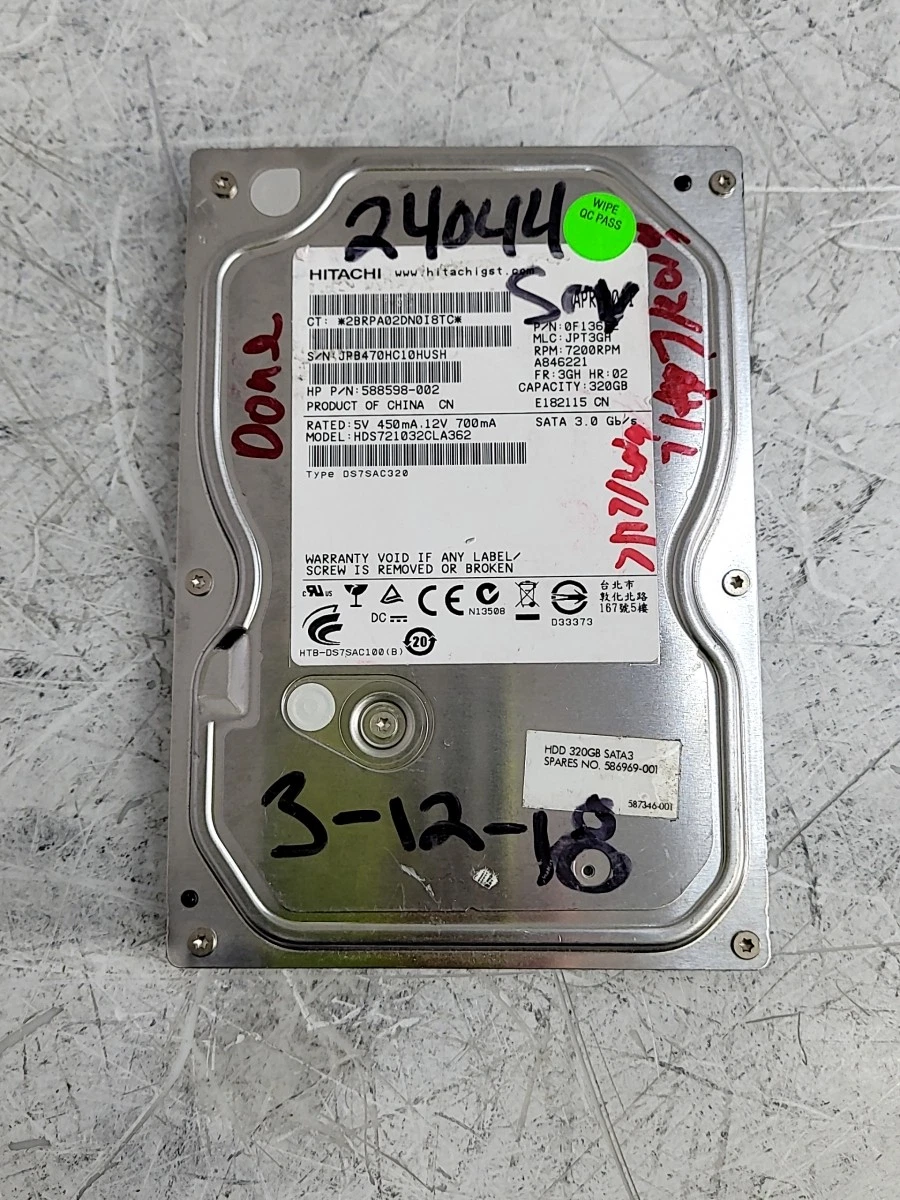 HITACHI HDS721032CLA362 0F13652 Hard Drive 320GB 3.5