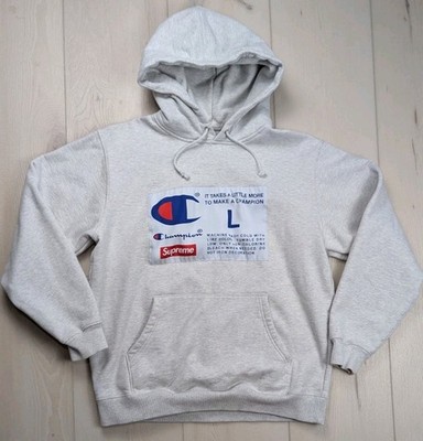 Supreme x Champion Label Hooded Hoodie Sweatshirt Mens L Light