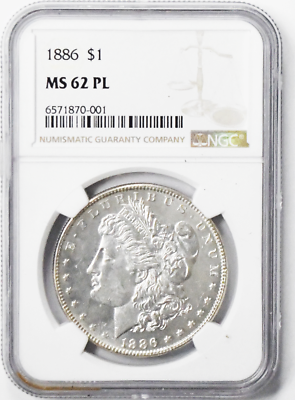 1886 $1 Morgan Silver One Dollar MS62 PL NGC Philadelphia VAM 1A