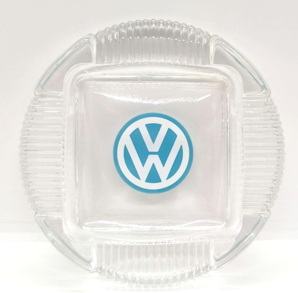 VOLKSWAGEN VW Logo Ashtray clear glass Collectible RARE vintage