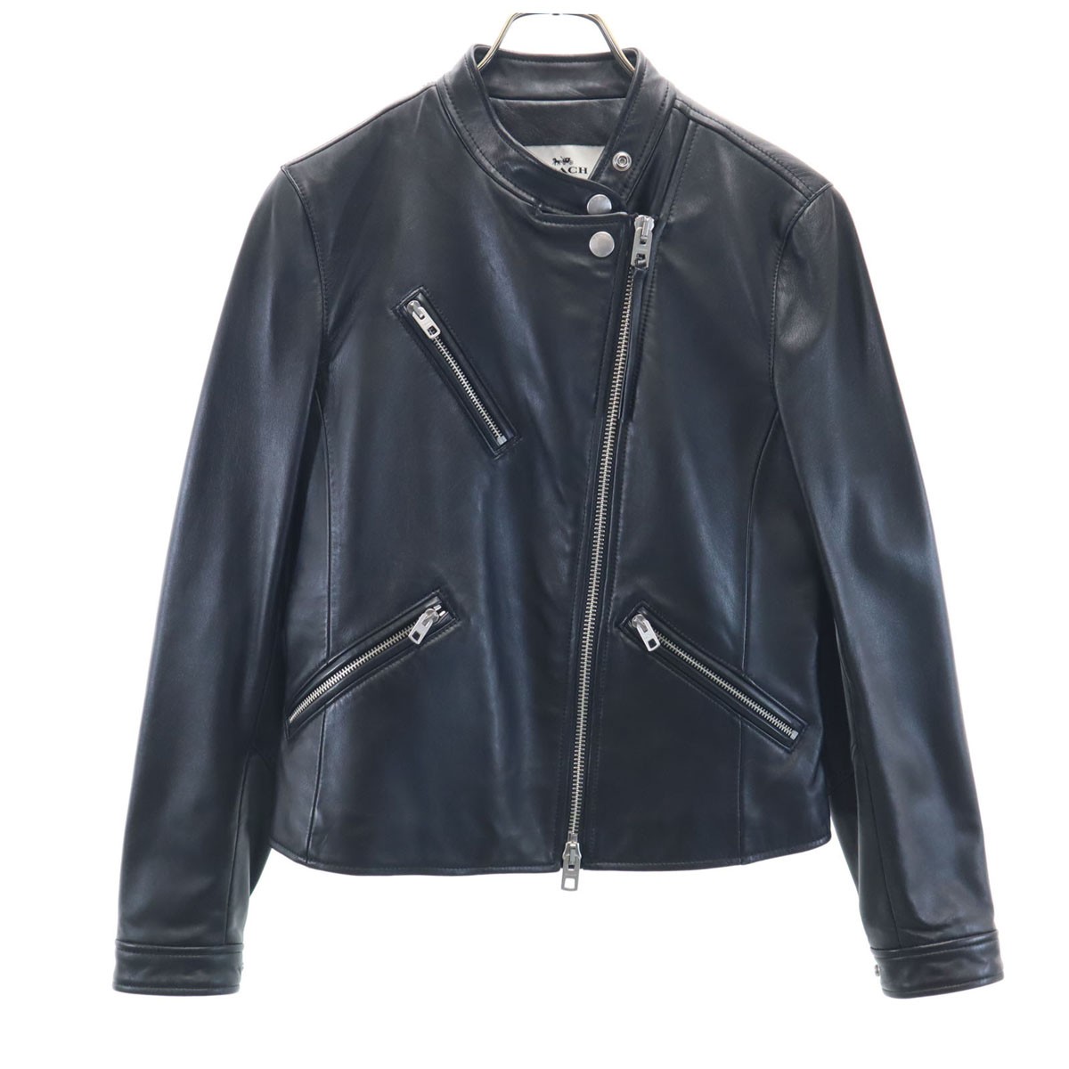 COACH Sheep leather Riders jacket S black F86528 UPTOWN RACER
