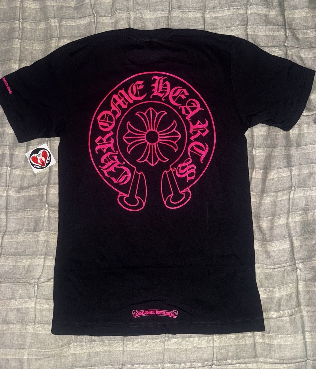 Size Large L Chrome Hearts Black Pink Horseshoe Logo Tee Short