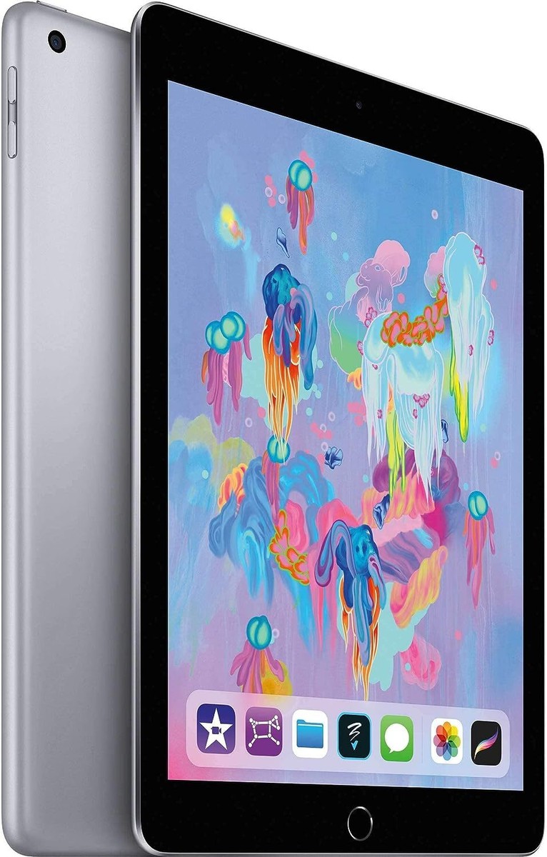 Apple iPad 6th Generation A1893 128GB Wi-Fi 9.7in Space Gray- Very