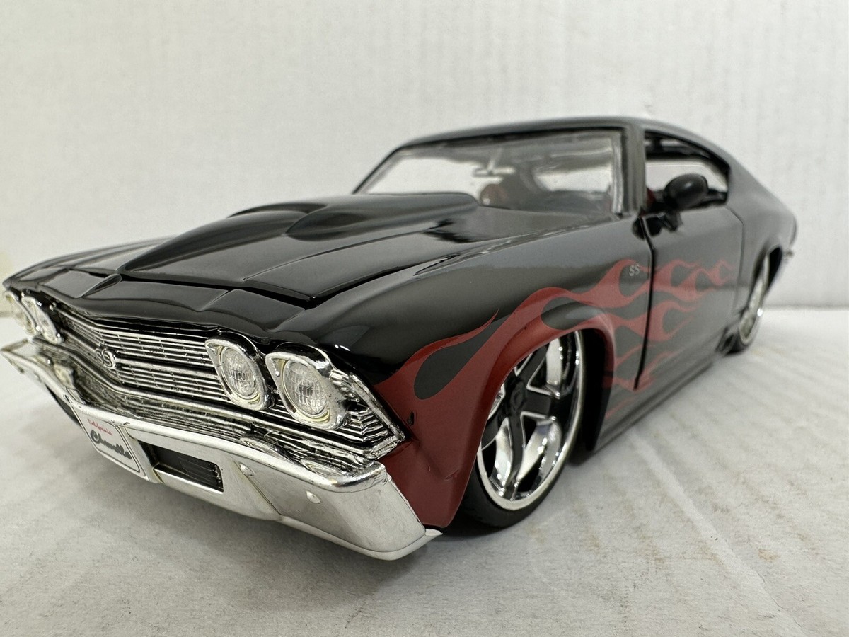 JADA BIGTIME BTM 1969 CHEVY CHEVELLE SS BLACK / FLAMES 1:24 MODEL