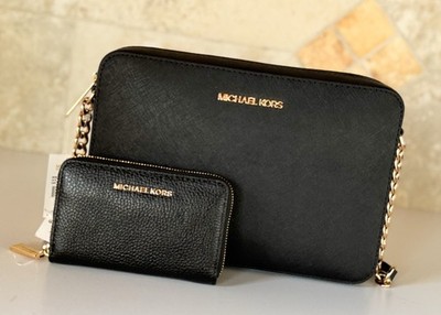 Michael Kors Jet Set Item Crossbody Bag + Wallet Set Black/Gold | eBay