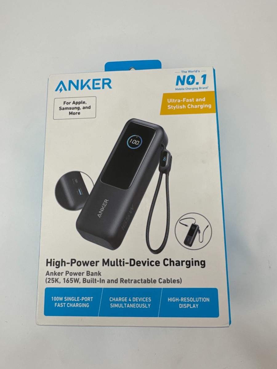 Anker 25000mAh Power Bank Triple 165W USB-C Ports Built-in Cables