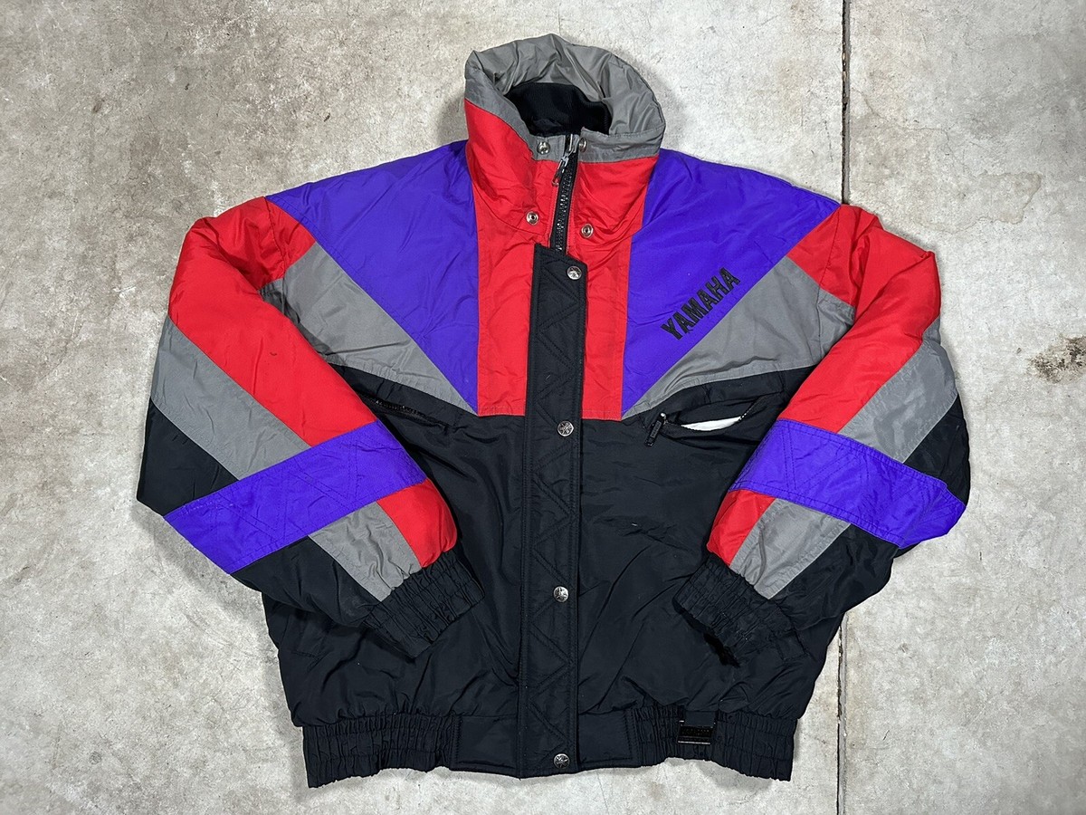 Vintage Yamaha Snowmobile Jacket Colorblocking Size L Black Purple