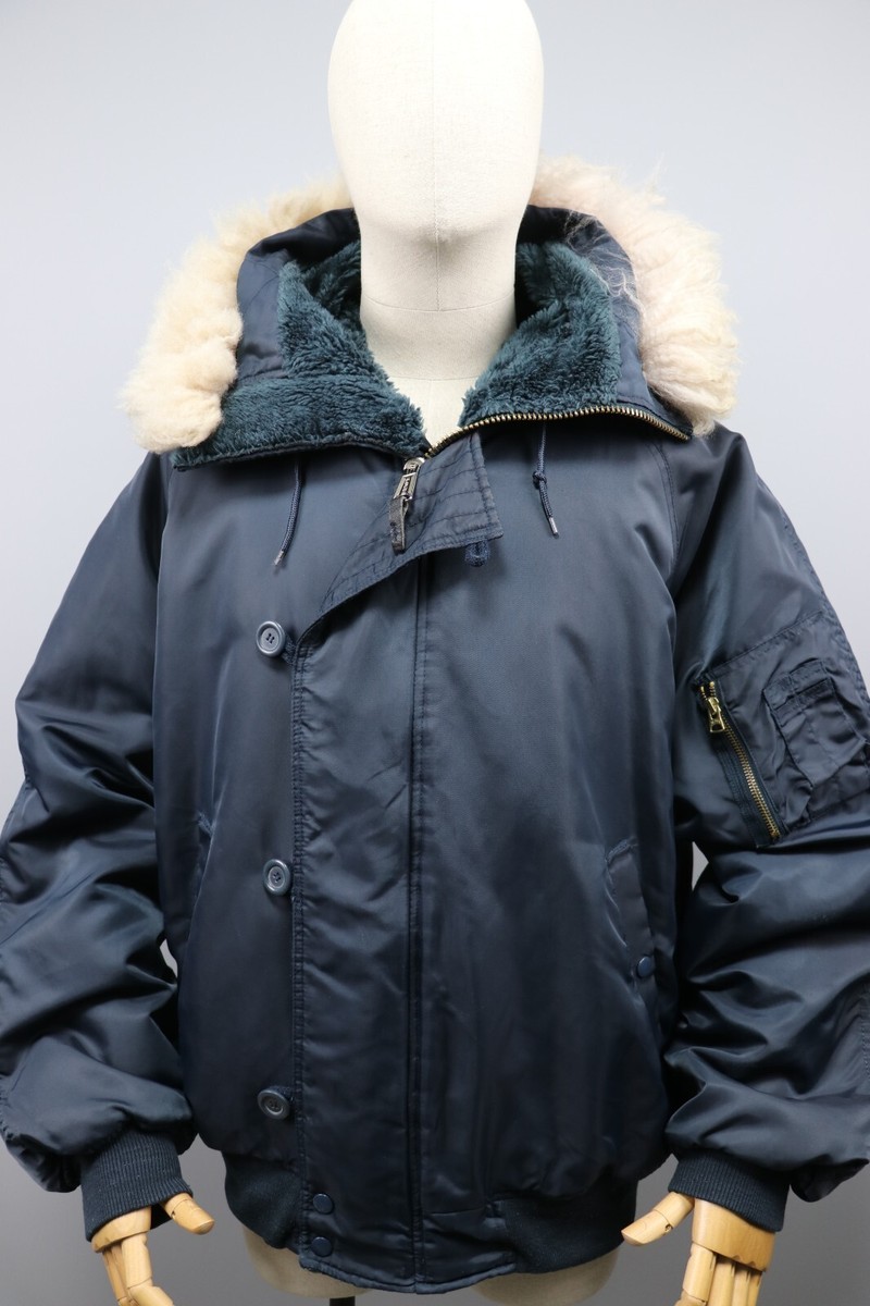 ALPHA INDUSTRIES N2B Vintage 80s Navy blue Nylon Bomber Jacket
