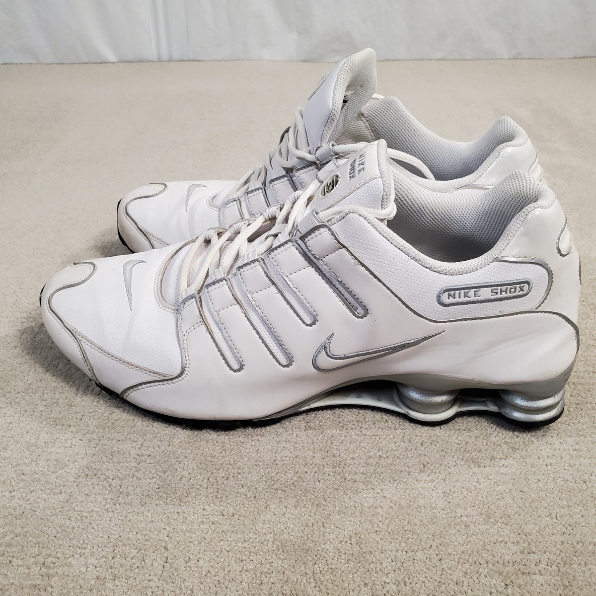 VINTAGE Nike Shox NZ SL Shoes Mens 14 White Silver Running