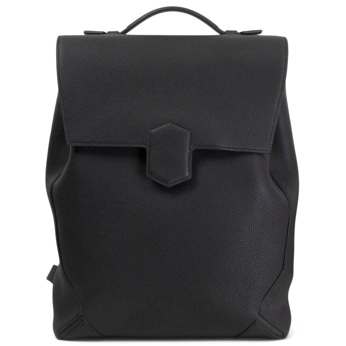 64796 auth HERMES black Maurice leather FLASH Backpack Bag | eBay