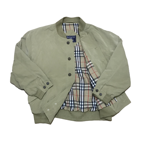 VINTAGE BURBERRY Bomber Jacket winter nova Check cotton mens GREEN