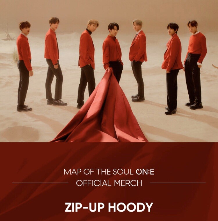 In Hand Official BTS MAP OF THE SOUL ON:E Concert ZIP-UP HOODIE