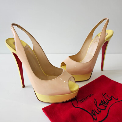CHRISTIAN LOUBOUTIN Lady Peep 150 Sling Patent Heels 39 Very Prive