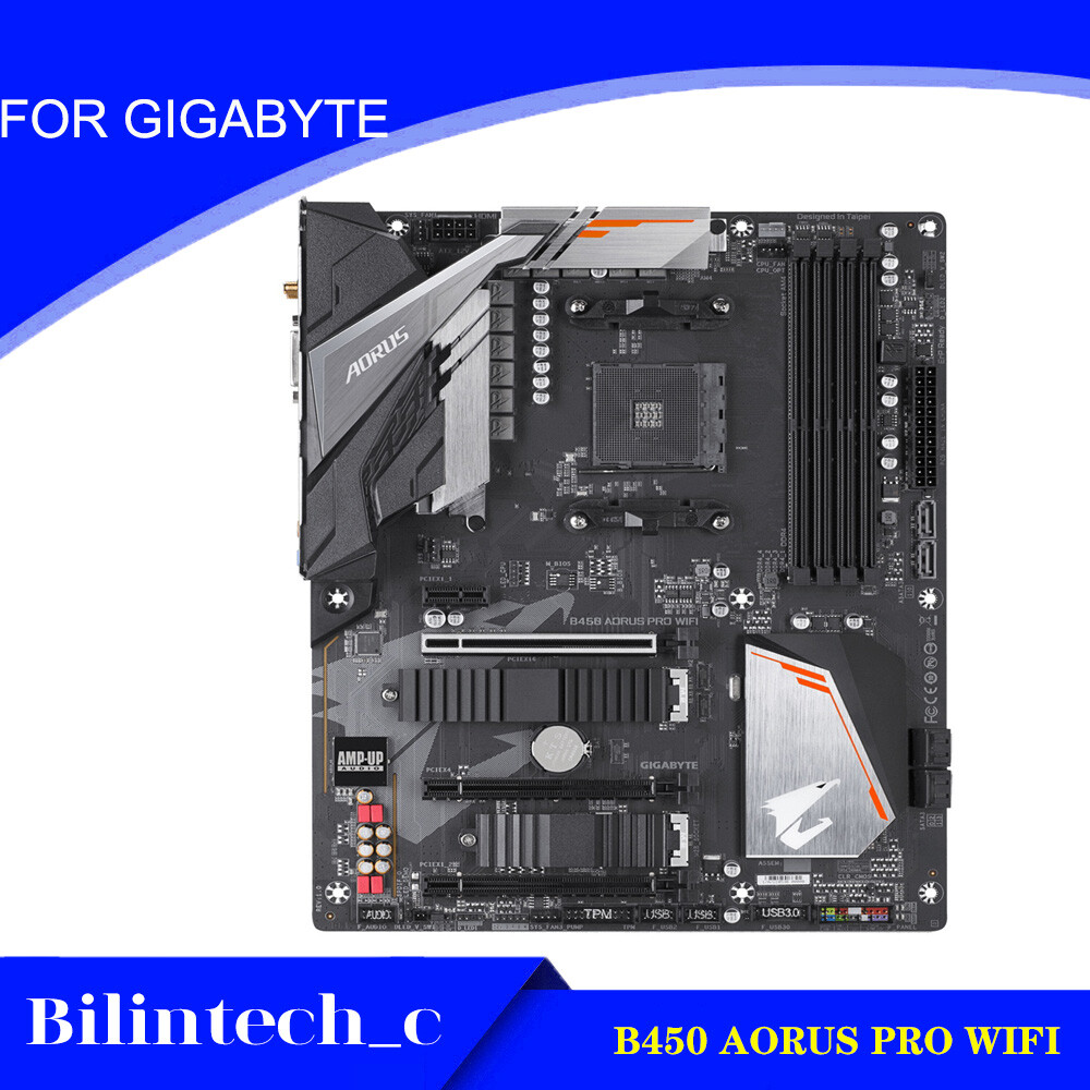 FOR Gigabyte B450 AORUS PRO WIFI Motherboard DVI+HDMI AMD AM4 B450