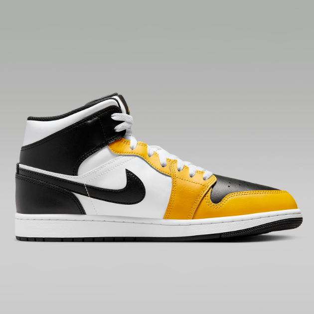 Nike Air Jordan 1 Mid Shoes Black White Yellow Ochre DQ8426-701