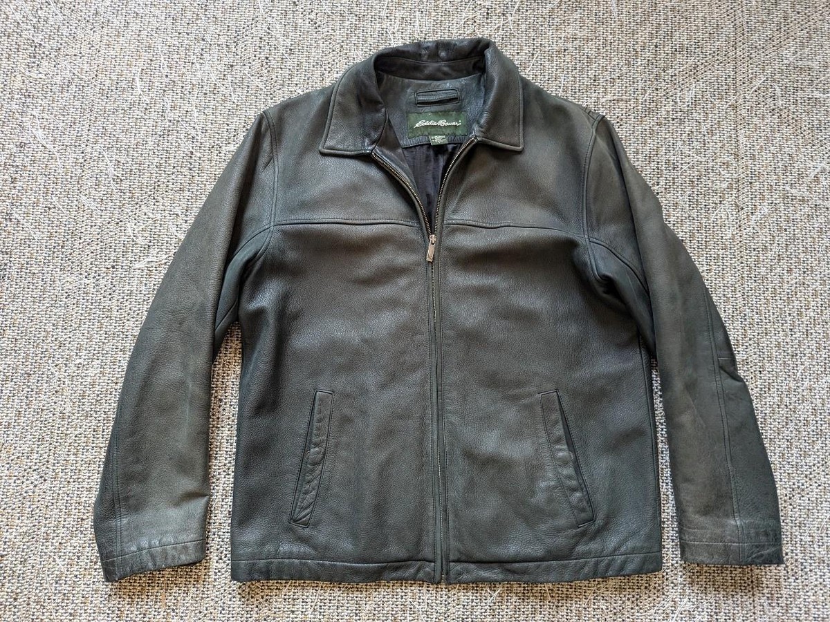 vintage EDDIE BAUER black leather LT motorcycle jacket PATINA