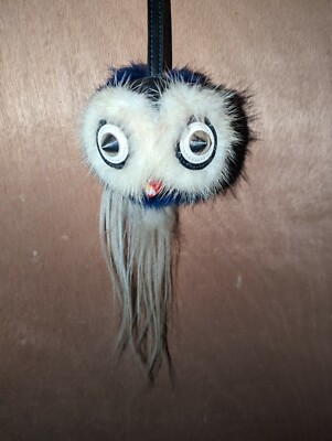 Fendi Black and White Fur Mohawk Bird Owl Monster Purse Keychain