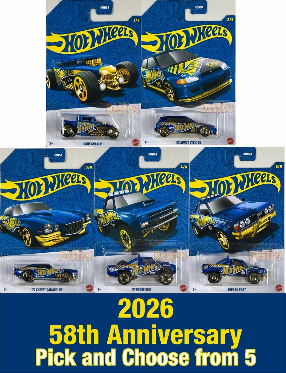 Hot Wheels 2026 58th Anniversary Pick and Choose from 5 Different