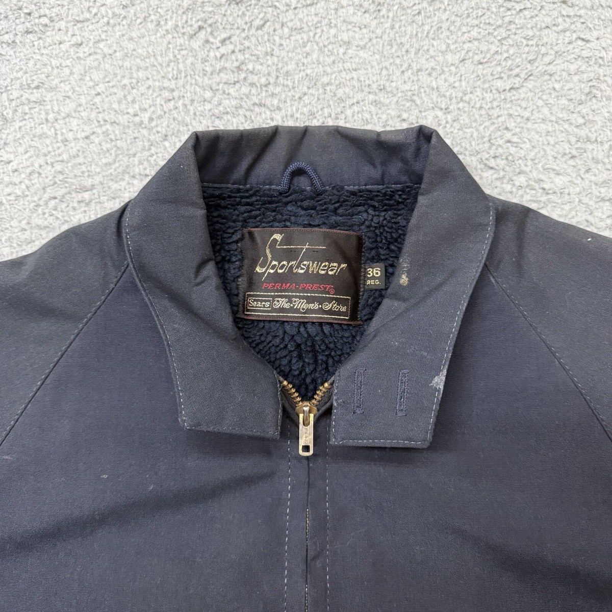 VINTAGE 60S SEARS GRAY PERMANENT PRESS WORK JACKET SIZE 36 Regular