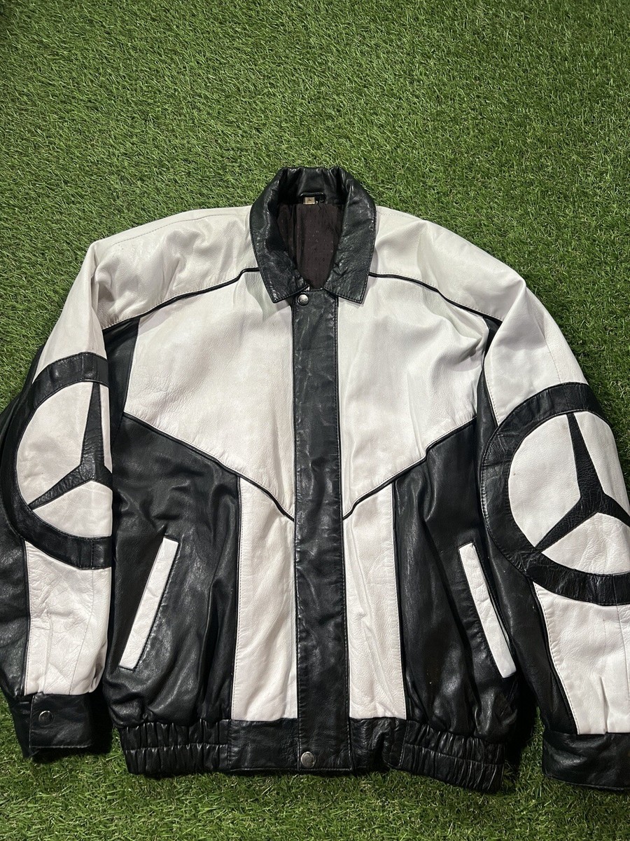 Vintage Mercedes Benz Leather Racing Jacket RARE Adult Size L