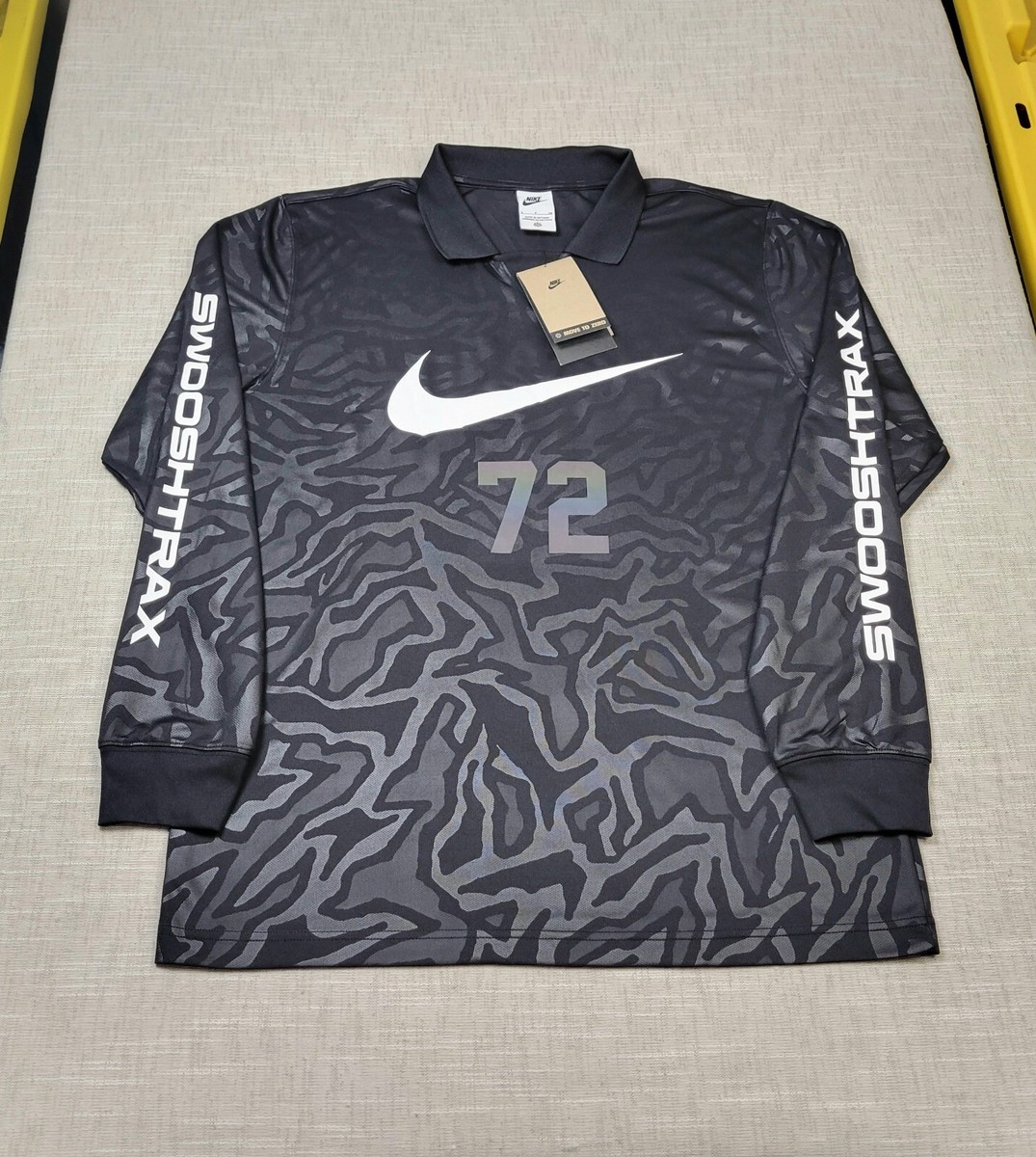 NIKE Swooshtrax 72 Shirt Soccer Top Small Mens Black White Long