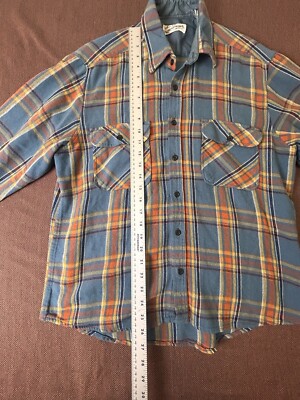 Vintage 60s Sears Roebuck CO Flannel Shirt Mens M Green Tartan